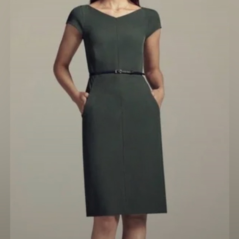 M.M.LaFleur Gray Cap Sleeve Shift Dress w Pockets — Nisa Dress — Sz 10